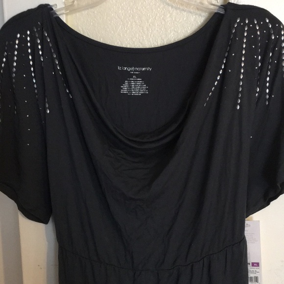 Liz Lange Maternity Embellished charcoal maxi dress. - Picture 2 of 6